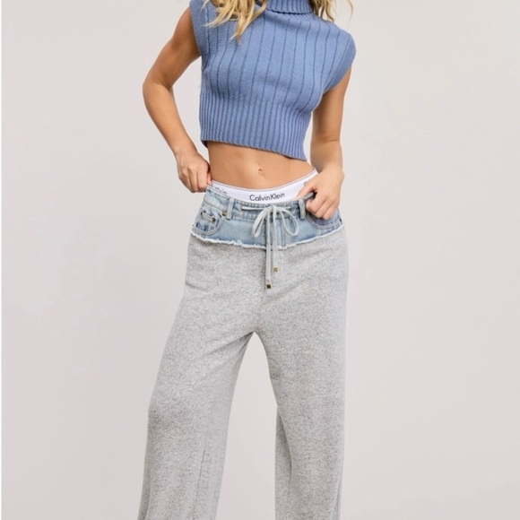 NWT MIXED FEELINGS DENIM BAND SWEATPANTS, VARIOUS SIZES - Picture 5 of 8